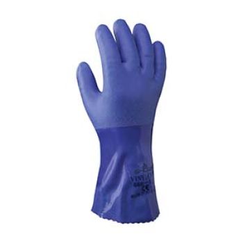 LUVA ALGODAO REV. PVC AZUL 30 CM - N.10