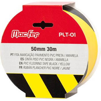 FITA SINALIZACAO AMAR/PRETO PVC AUTOC 50MM - 30M