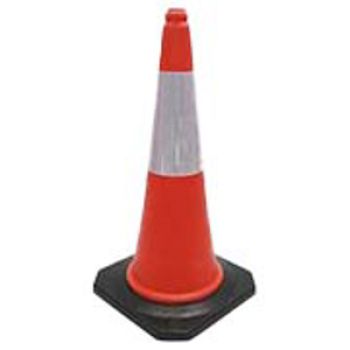 CONE SINALIZACAO PLASTICO VERM/BRANCO - 75CM