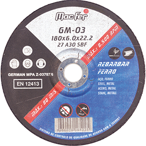 DISCO REBARBAR FERRO - 180X6X22.2MM