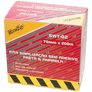 FITA SINALIZACAO AMARELO/PRETO - 200M