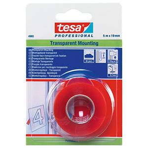FITA BI-ADESIVA PAREDE TRANSP. - 19MMX50M
